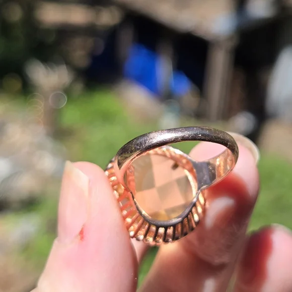 HUGE 26k sphere cut citrine & white topaz rosegold ring sz8 - Picture 4 of 8